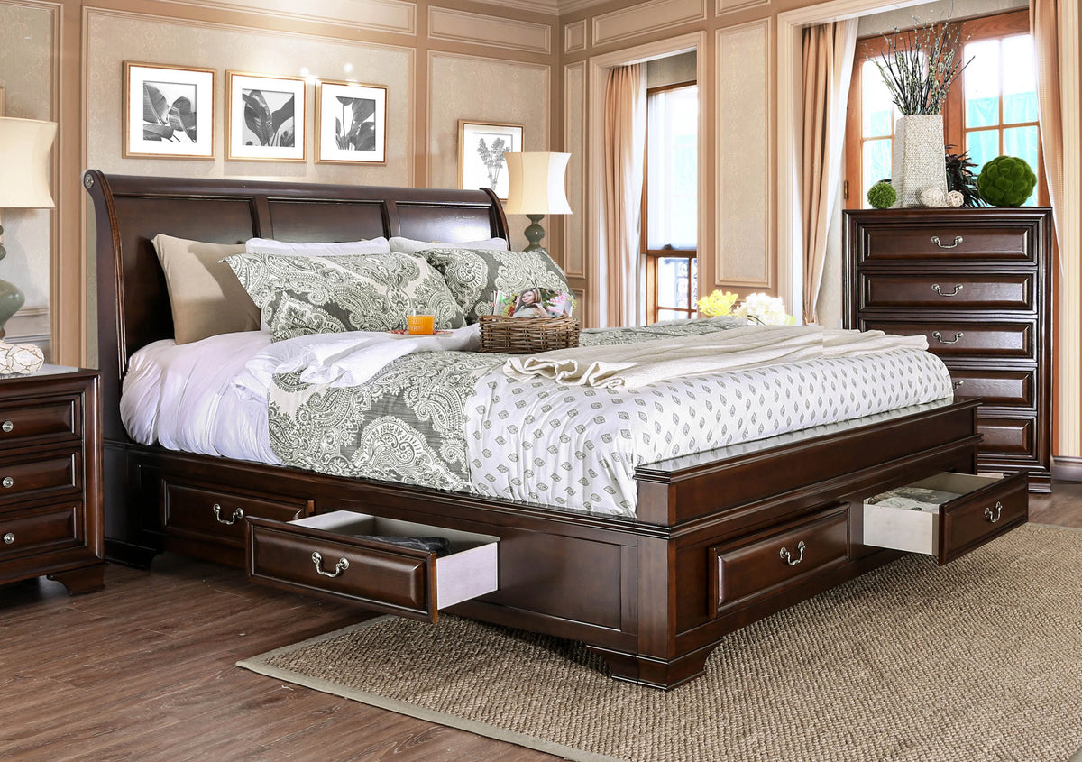California King Brown Cherry Platform Bed Z37381