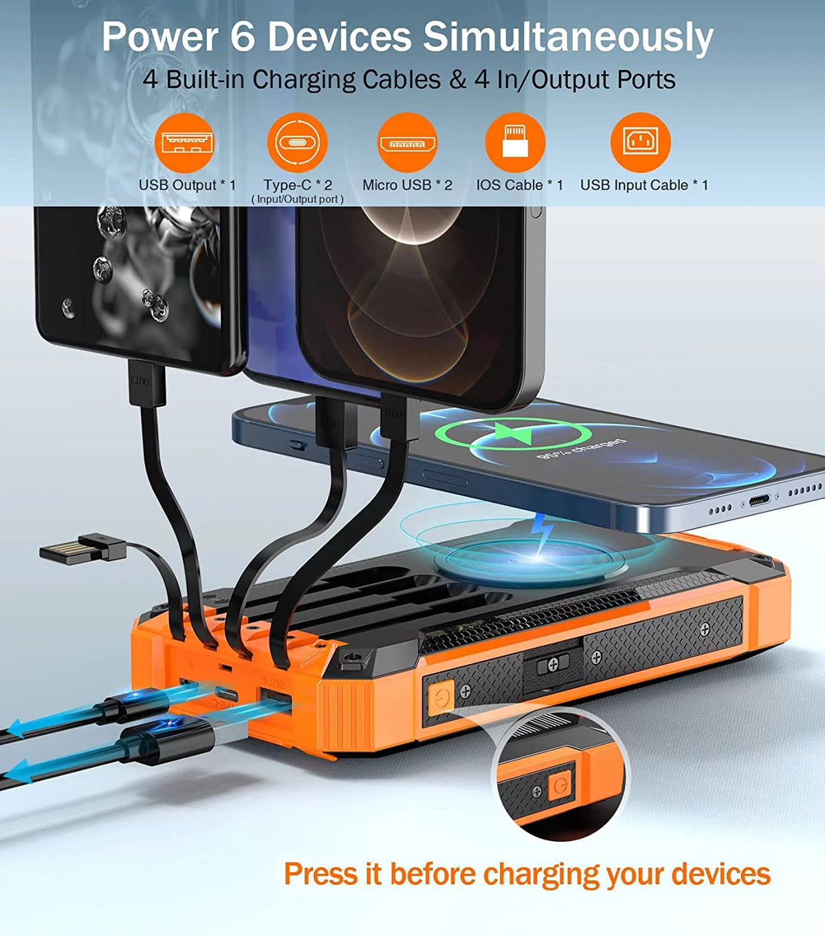 36000mAh Solar Power Bank Qi Wireless T22517