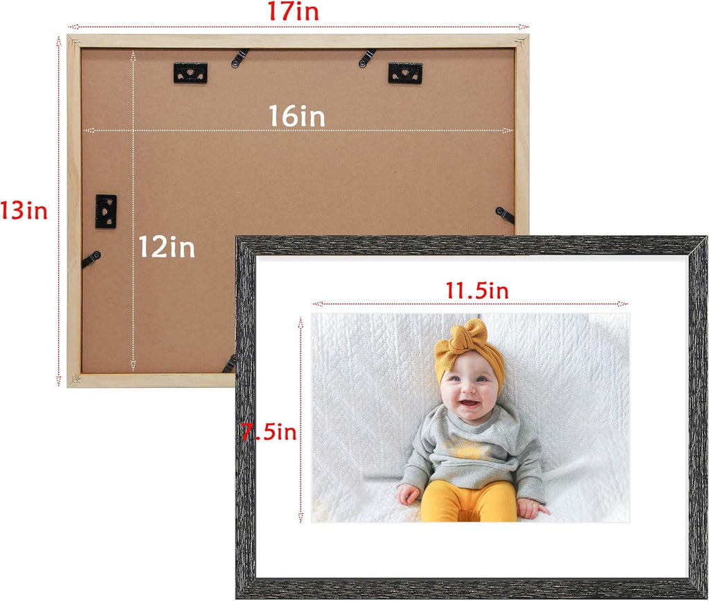 Set of 2 12x16 Black Wood Frame with White Mat A78685
