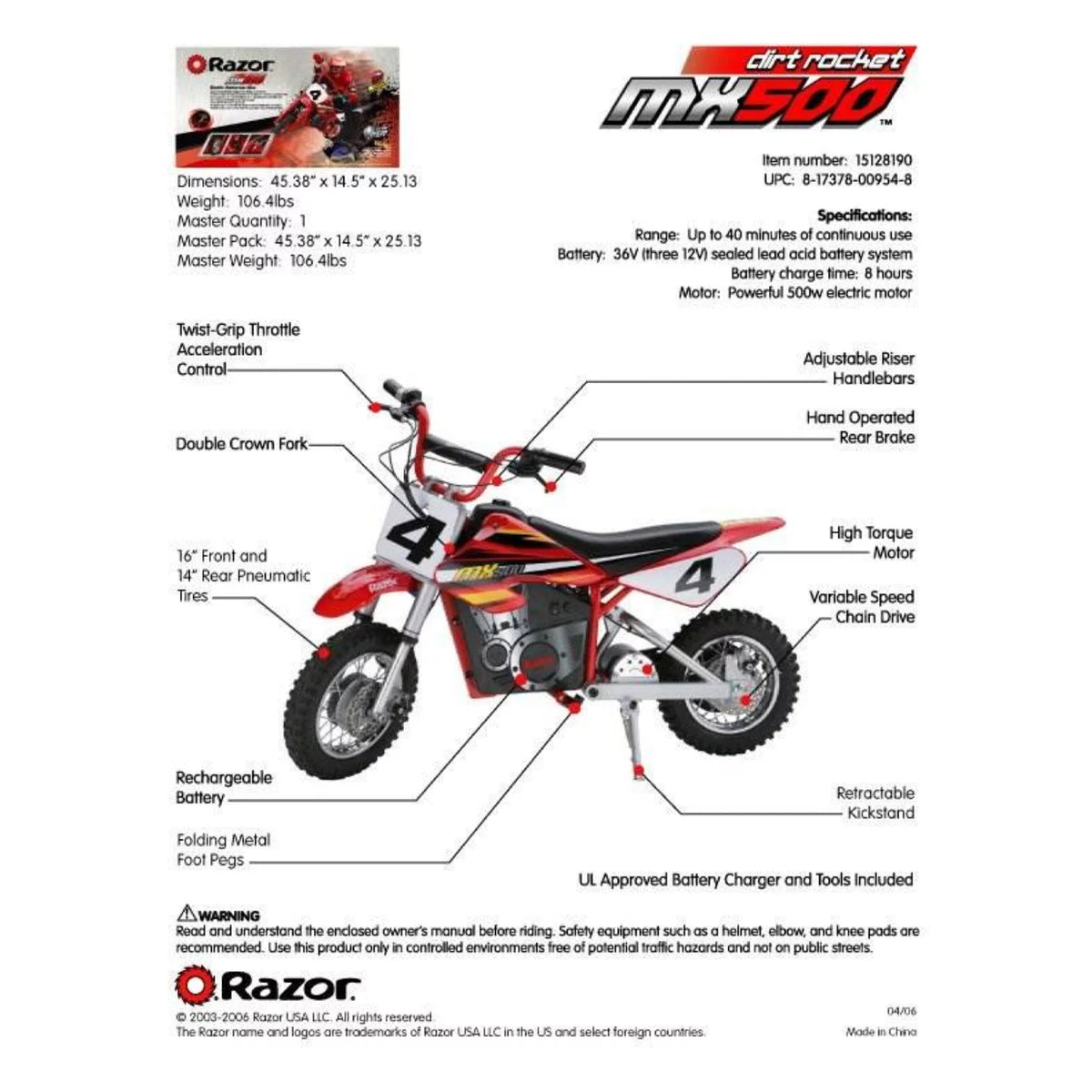 Red Electric Bike Motorcycle V78530