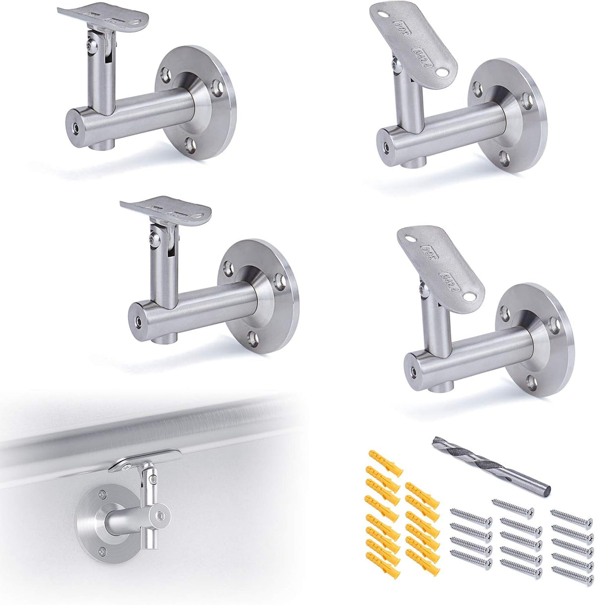 Adjustable Heavy Duty Brushed Stainless Steel Handrail Brackets V4562