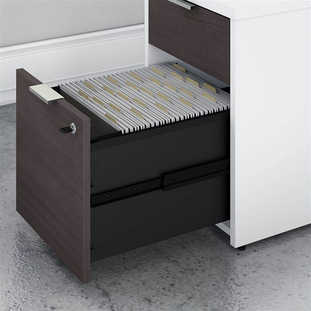 72w Desk with Drawers and Small Storage Cabinet Storm Gray/White M954633