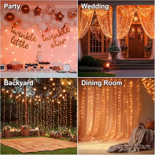 300LED Warm White Fairy Curtain Lights 2 Pack I20897