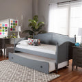 Gray Finished Wood Twin Size Daybed with Roll-Out Trundle Bed Z8438