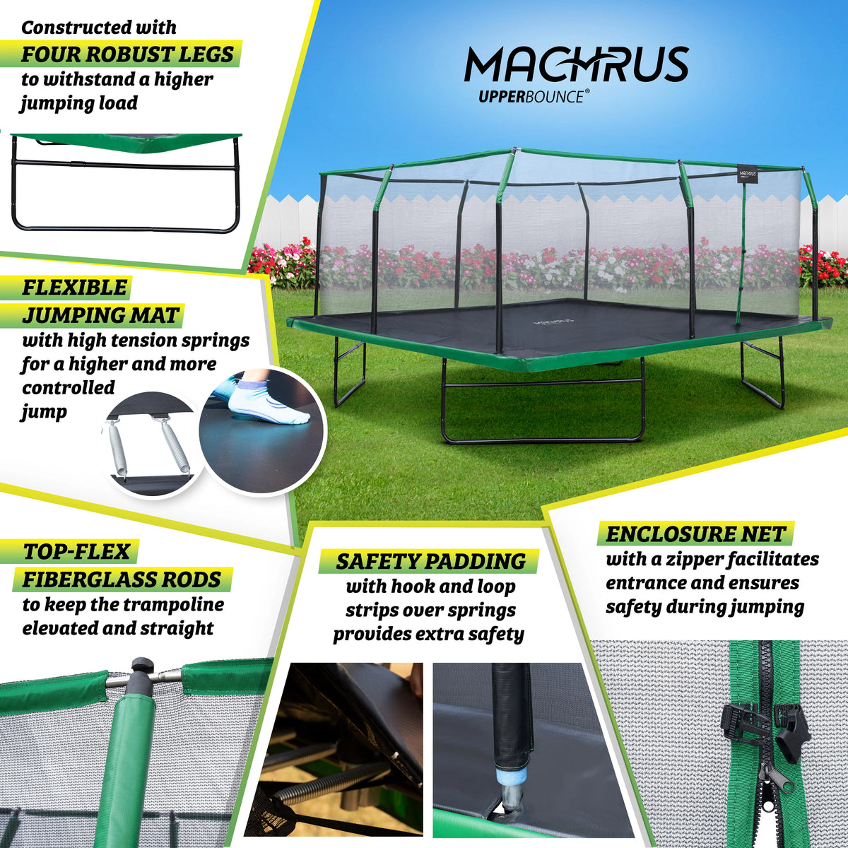 12 x 12 FT Square Trampoline Set with Enclosure and Safety Pad P942