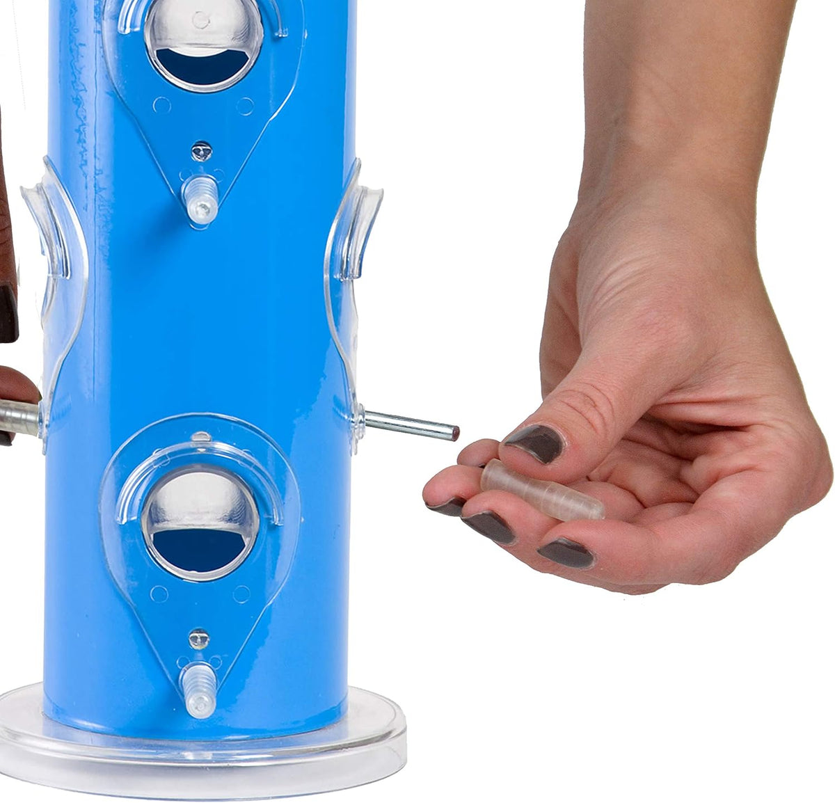 Blue Metal Tube Wild Bird Feeder F78268