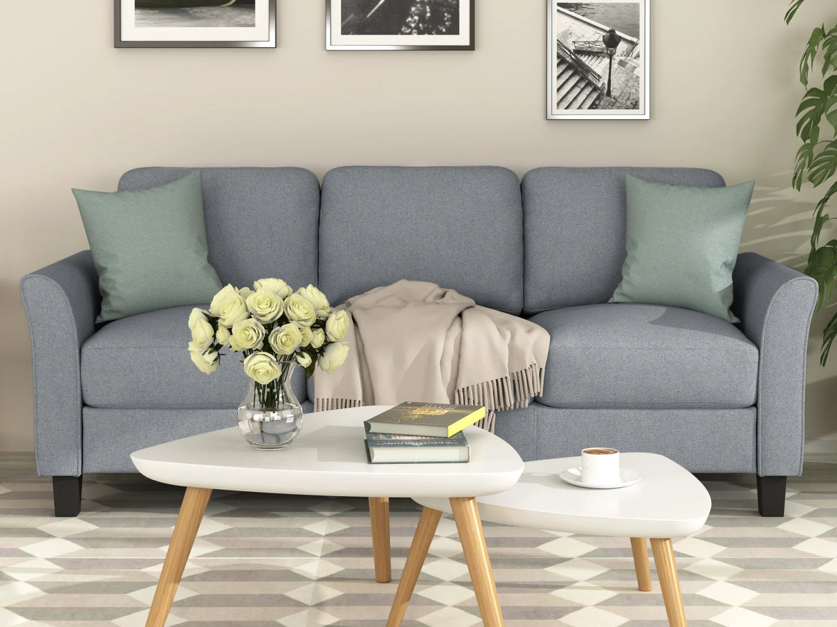 Gray Linen 3-Seat Sofa P474