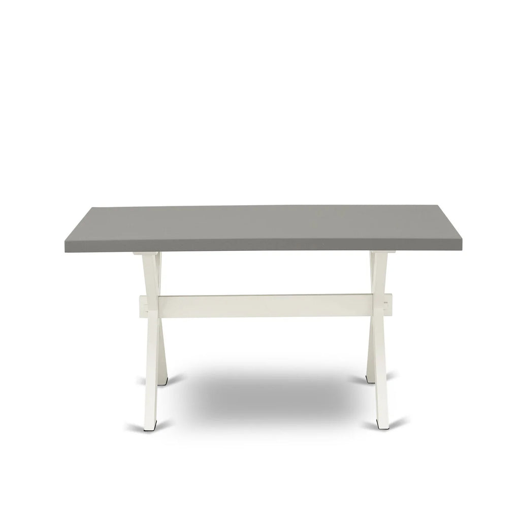 7 Piece Wood Dining Table Set with 6 Linen Fabric Chairs C5949