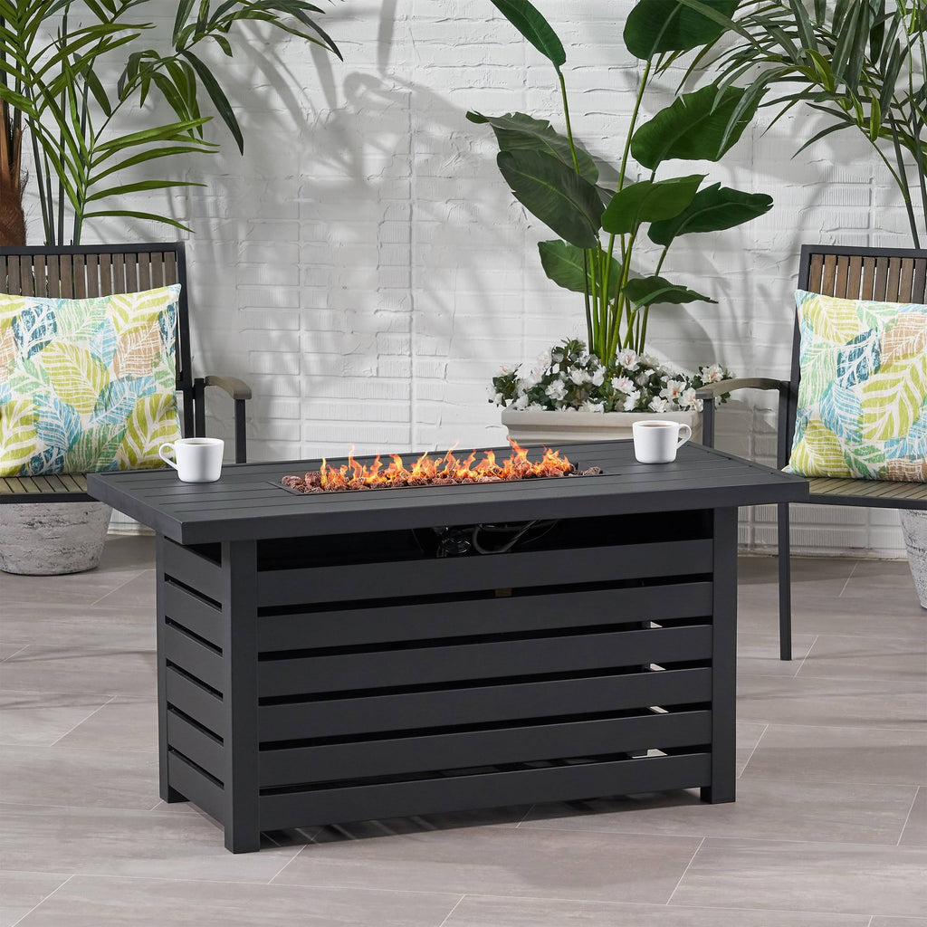 Matte Black Rectangular Iron Fire Pit E4614
