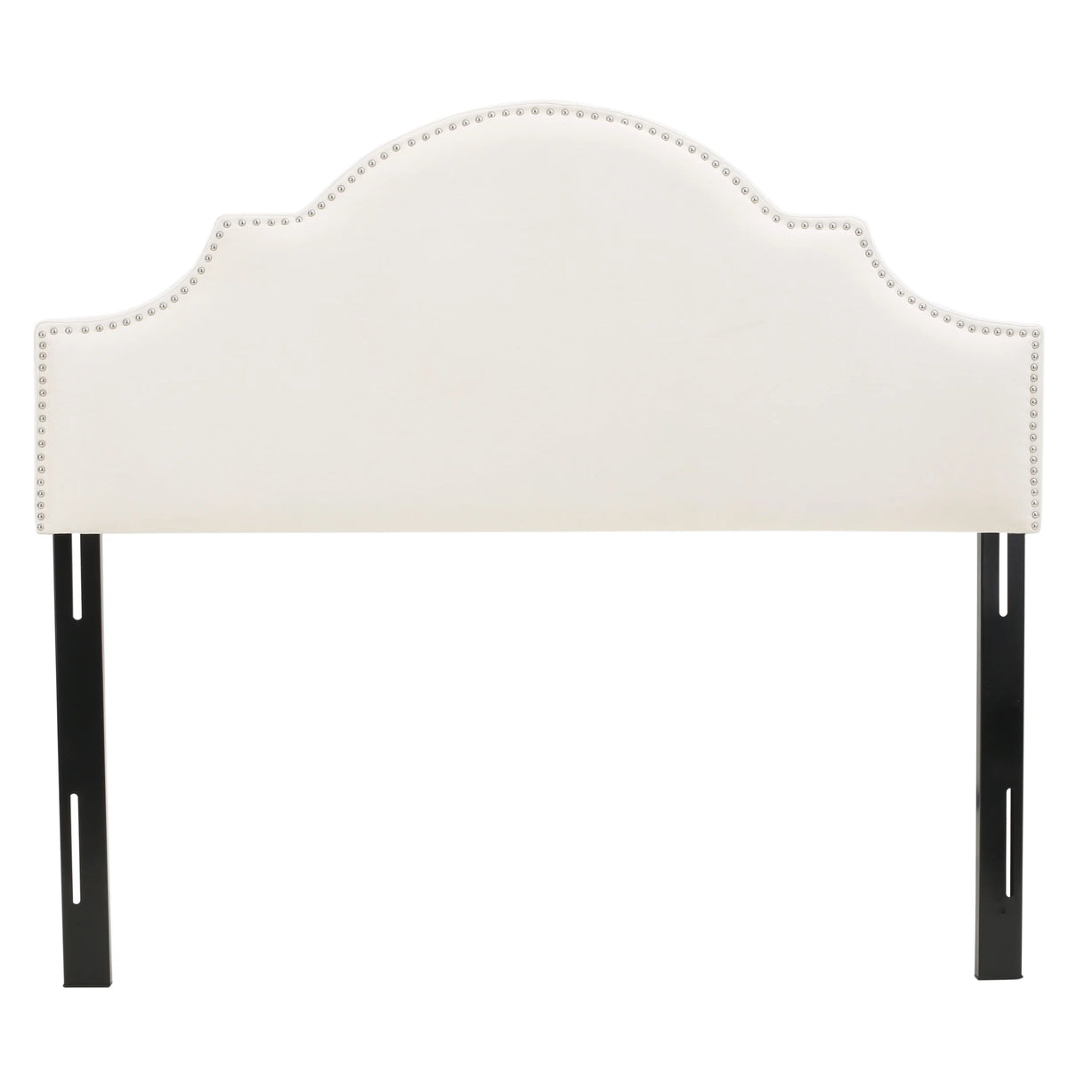 Ivory Fabric Full/Queen Headboard with Nailhead Trim W1691