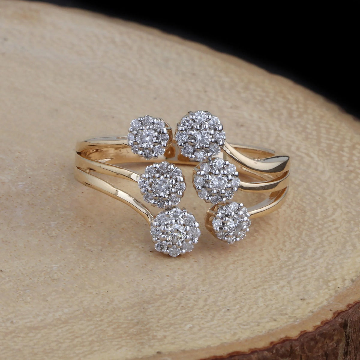 18Kt Yellow Gold Diamond Cuff Ring F3274