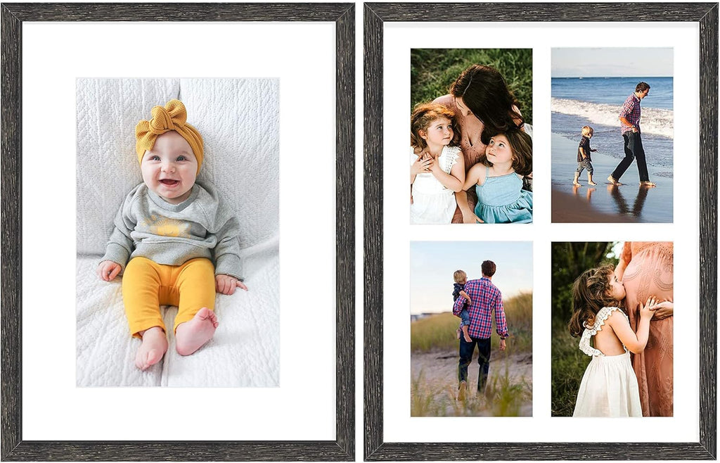 Set of 2 12x16 Black Wood Frame with White Mat A78685