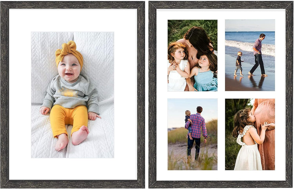 Set of 2 12x16 Black Wood Frame with White Mat A78685