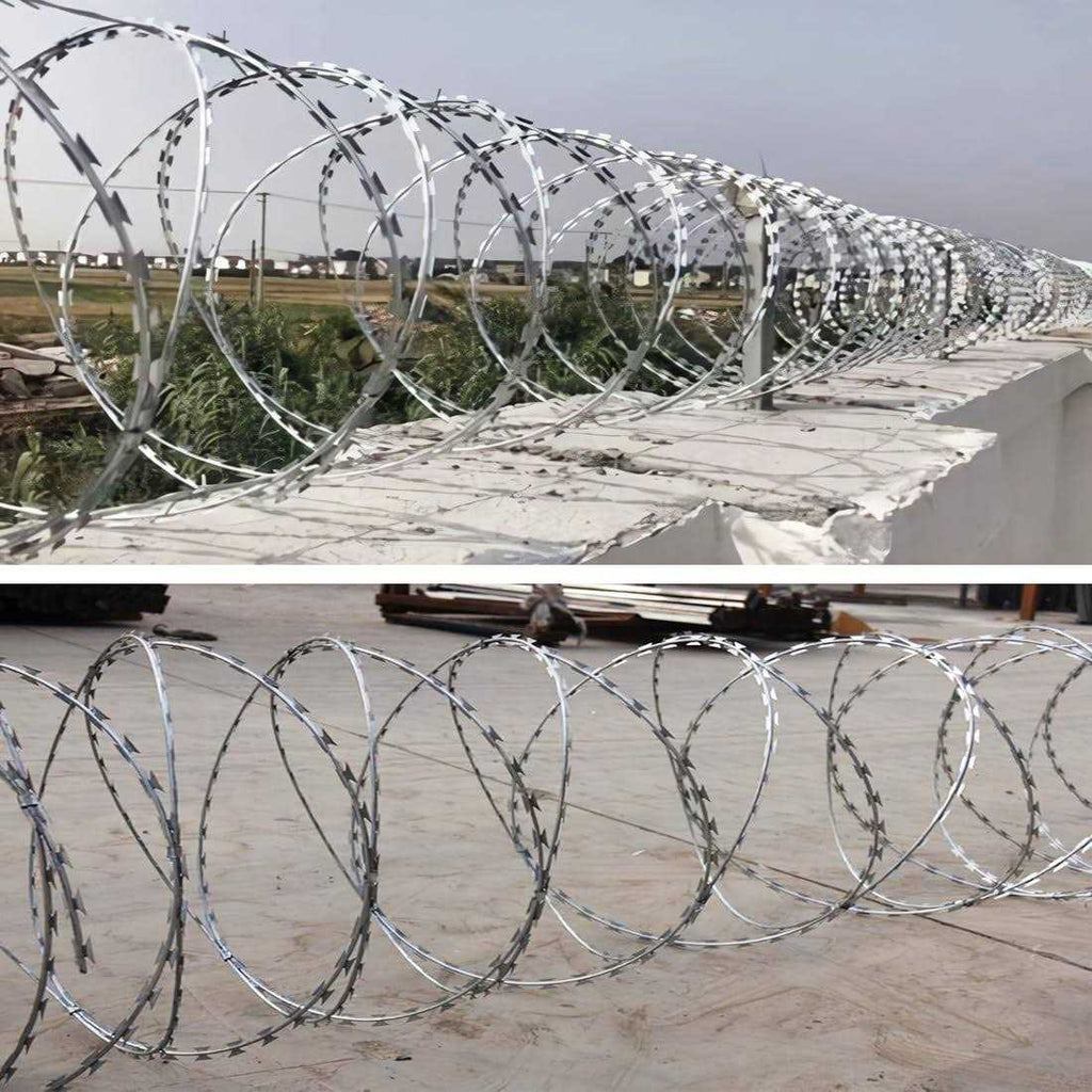 Galvanized Barbed Wire Razor Ribbon, 98 Feet per Roll S25644