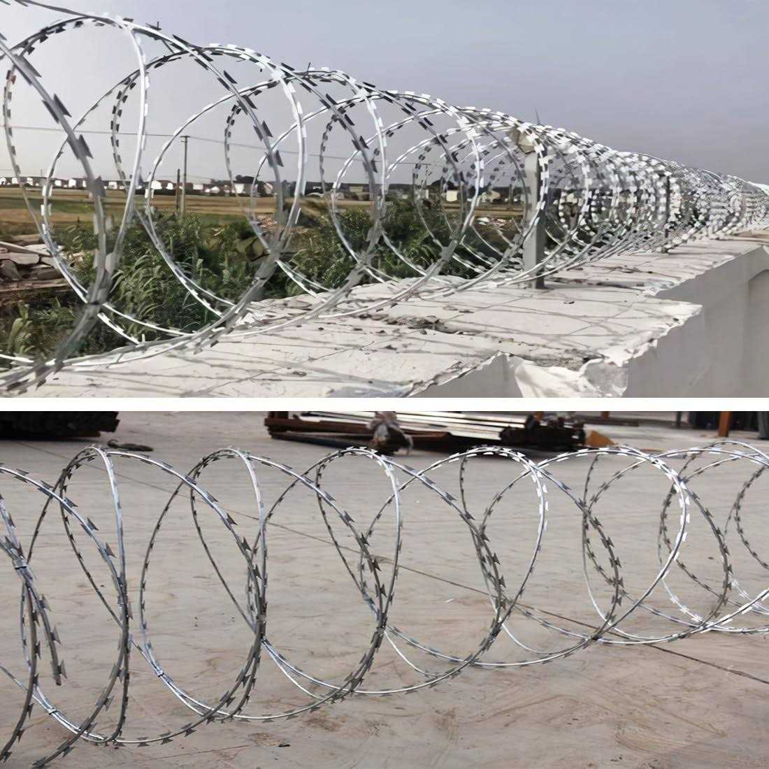 Galvanized Barbed Wire Razor Ribbon, 98 Feet per Roll S25644