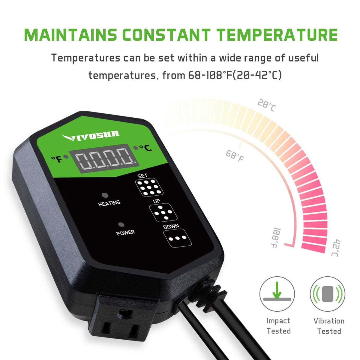 Digital Heat Mat Thermostat Temperature Controller 40-108 oF 1000W P79913
