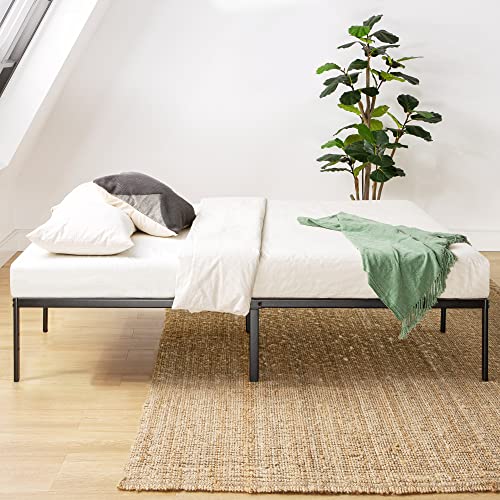 14 Inch Metal Platform Bed with Steel Slat Mattress Foundation Queen Black W501746