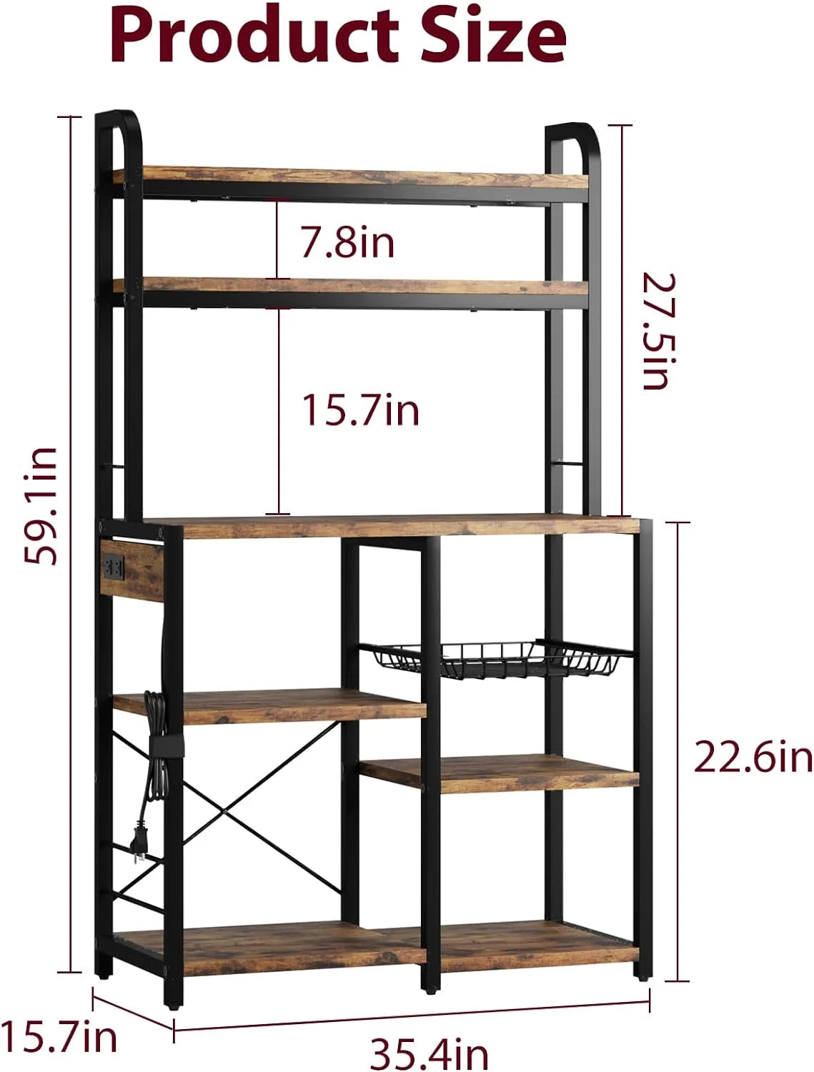 6-Tier Kitchen Rack with Wire Drawer P746144
