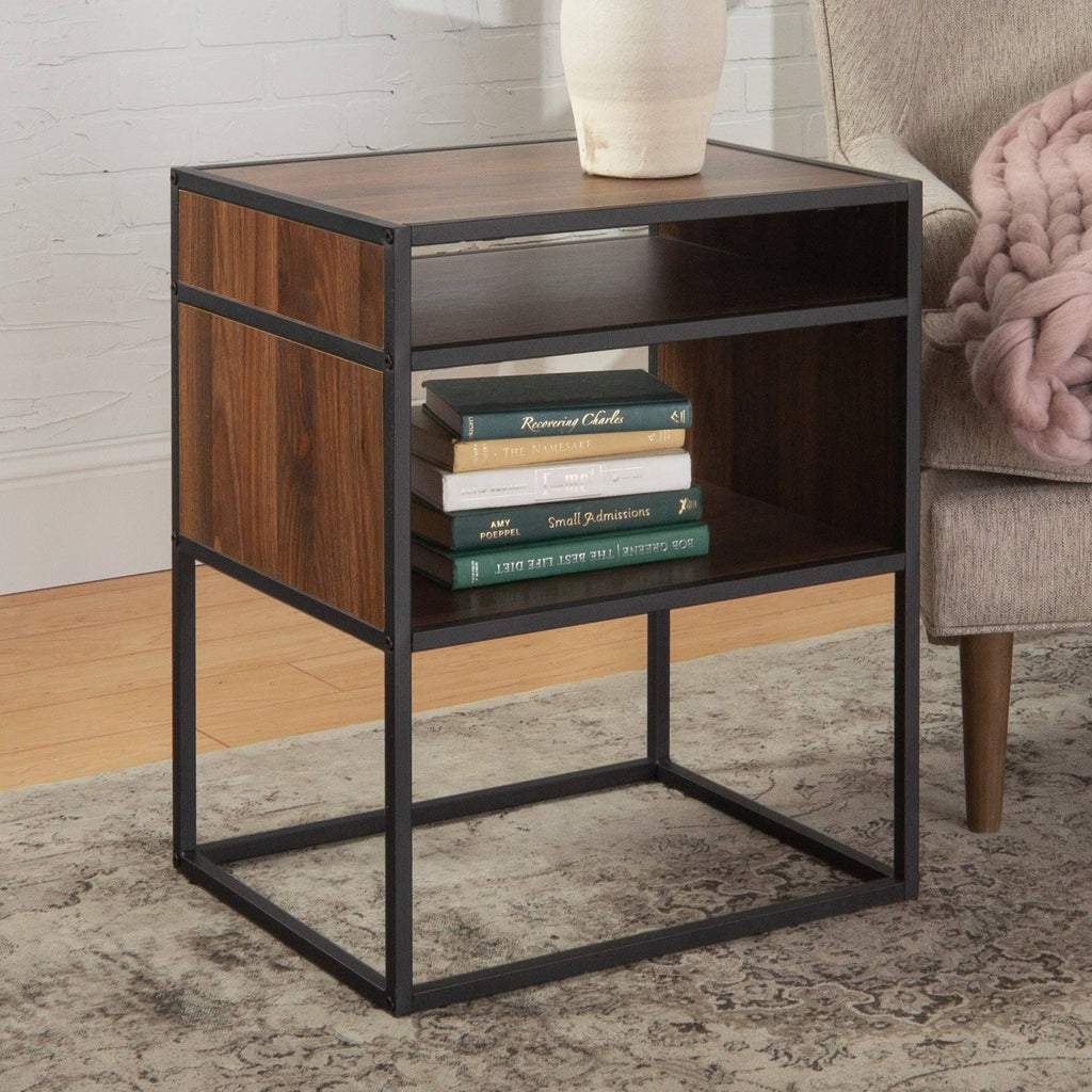 Dark Walnut Open-Shelf Side Table E675