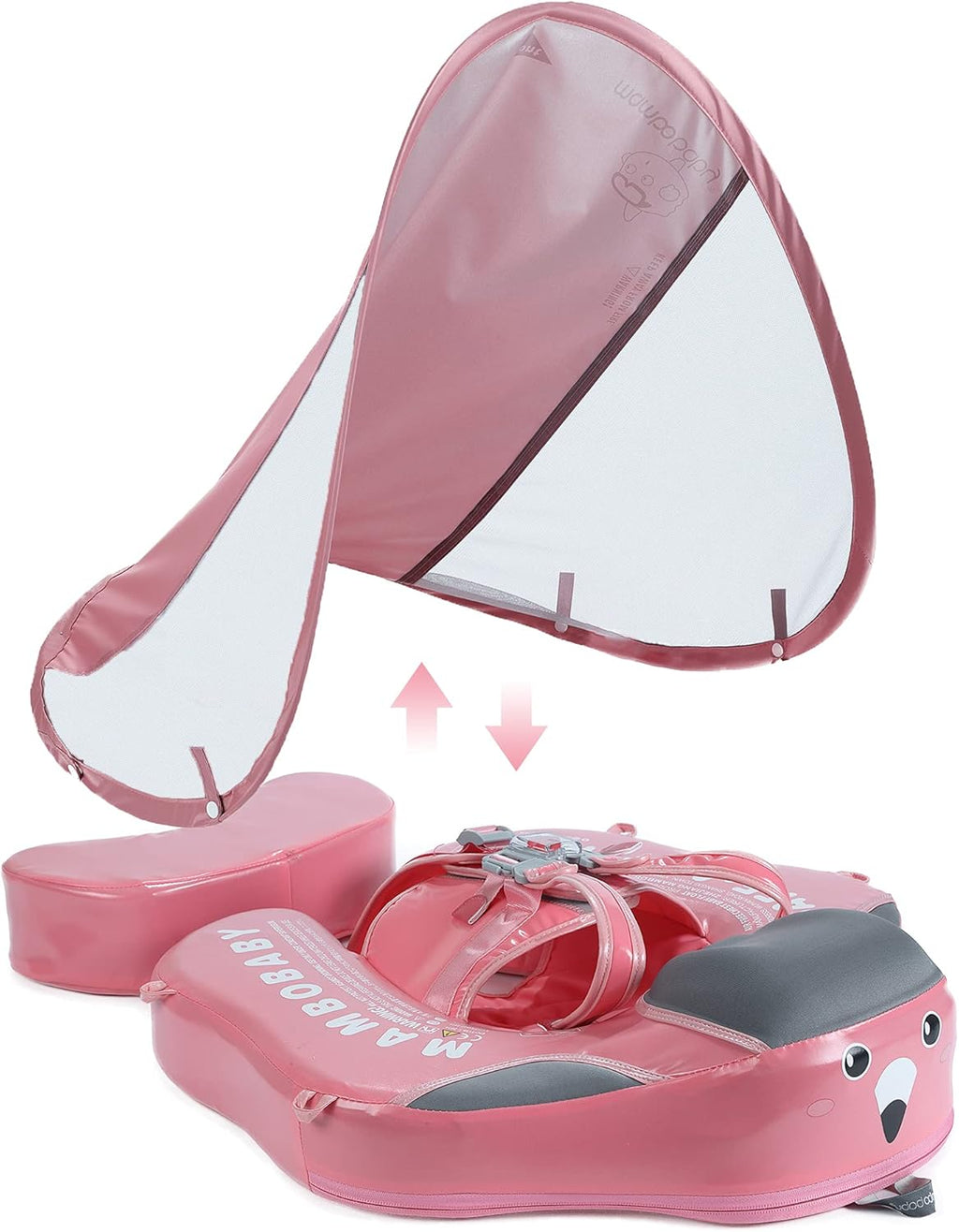 Mambobaby Float with Canopy Infant Waist Swimming Ring Swim Trainer Non-Inflatable Floats Toys with Adjustable Safety Strap (Flamingo) Q1741