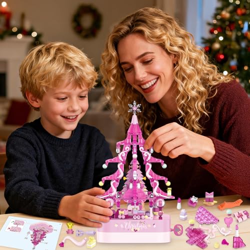 Christmas Tree Building Block Set with Rotating Music Box Q631626