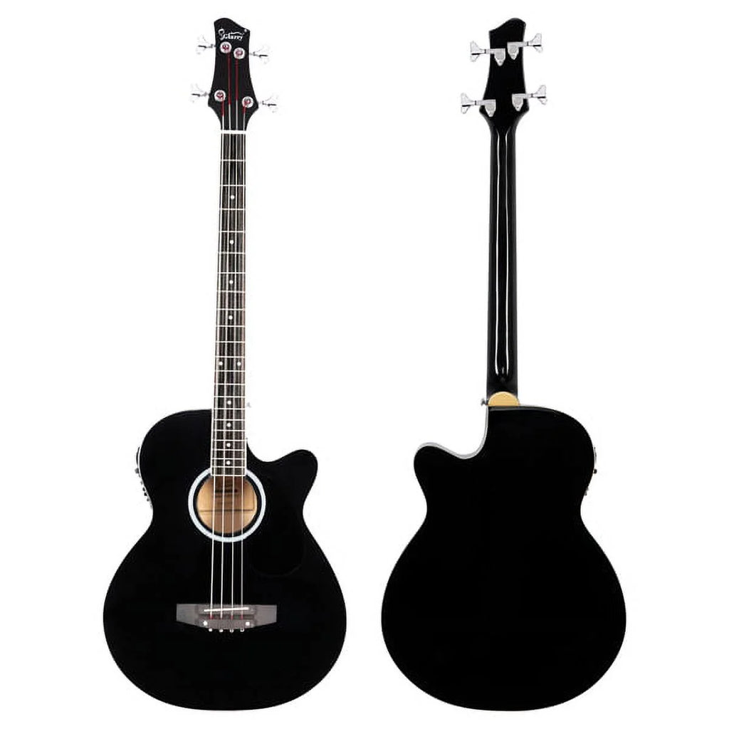 4 String Black Electric Acoustic Bass Guitar F16324