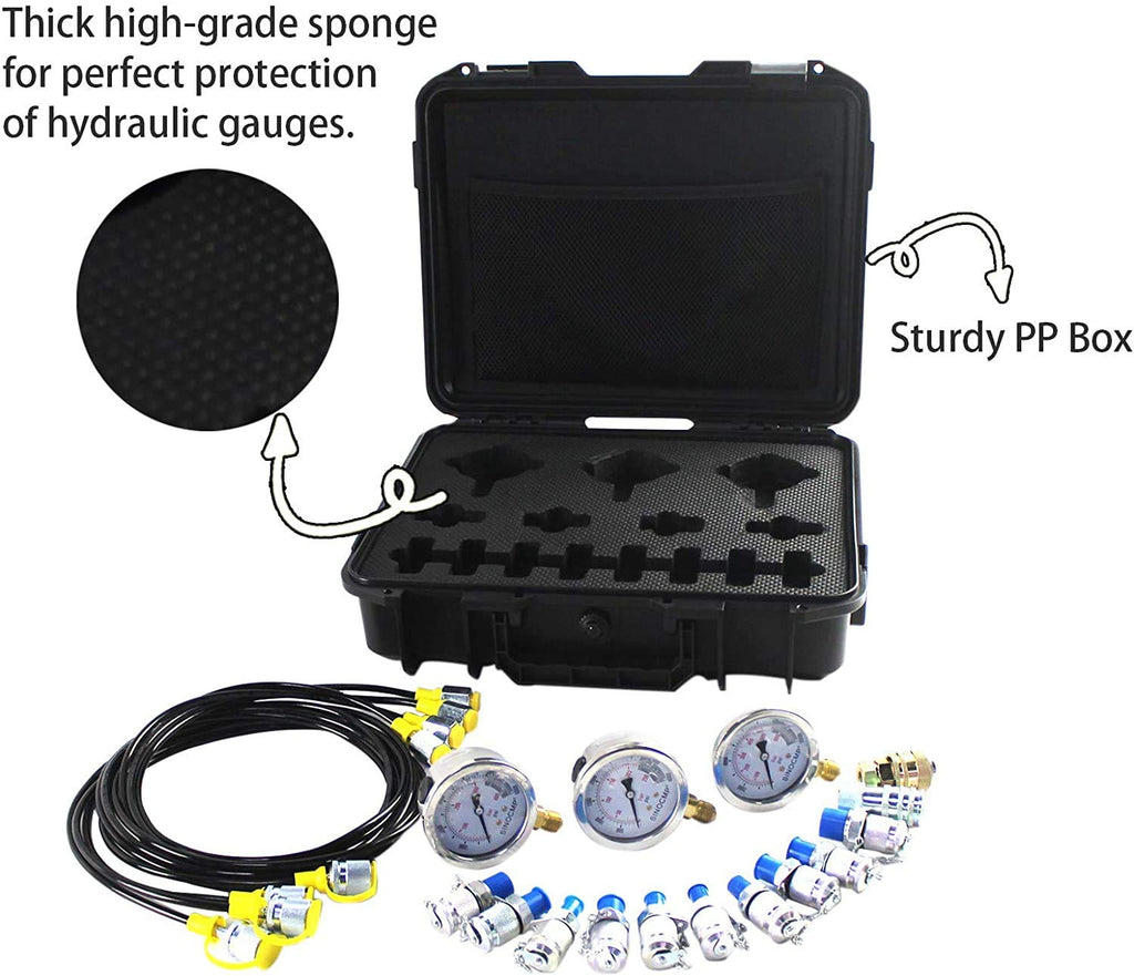 Hydraulic Test Kit with 12 Couplings, 4 Test Hoses and 3 Pressure Gauges Z560727