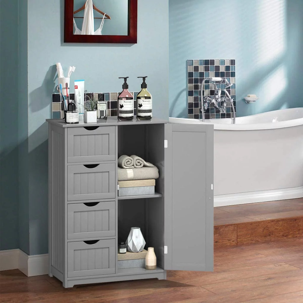 Gray Floor Cabinet with 4 Drawers & 1 Cupboard N41571