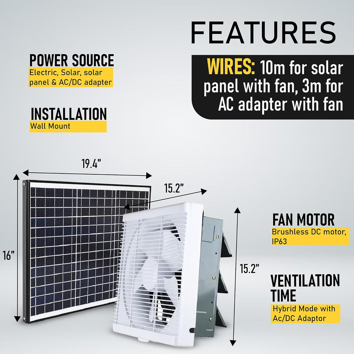 12" Brushless Solar Attic Exhaust Fan L8838