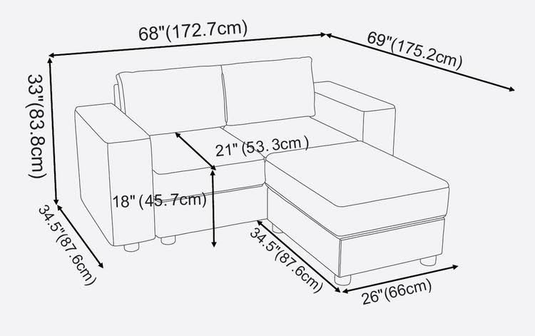 Dark Gray Linen Loveseat with Ottoman B484