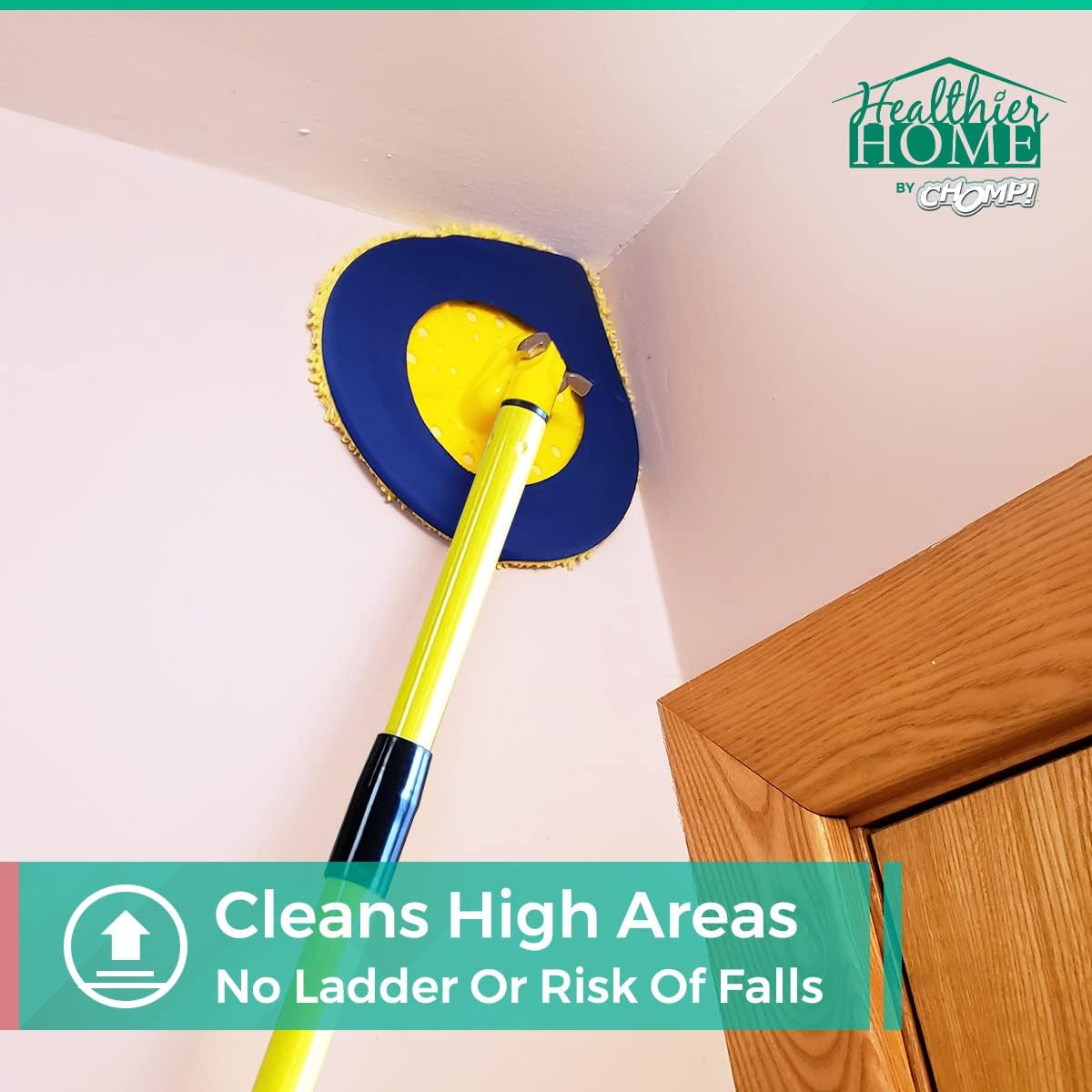 Long Handle Extendable Wall Washer Mop with Washable Microfiber Pad Pack of 2 Y874921