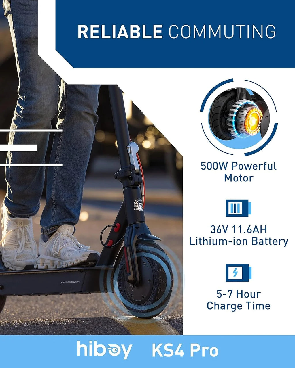 Electric Scooter, 500W Motor, 10 Honeycomb Tires, 25 Miles, 19 MPH S686034