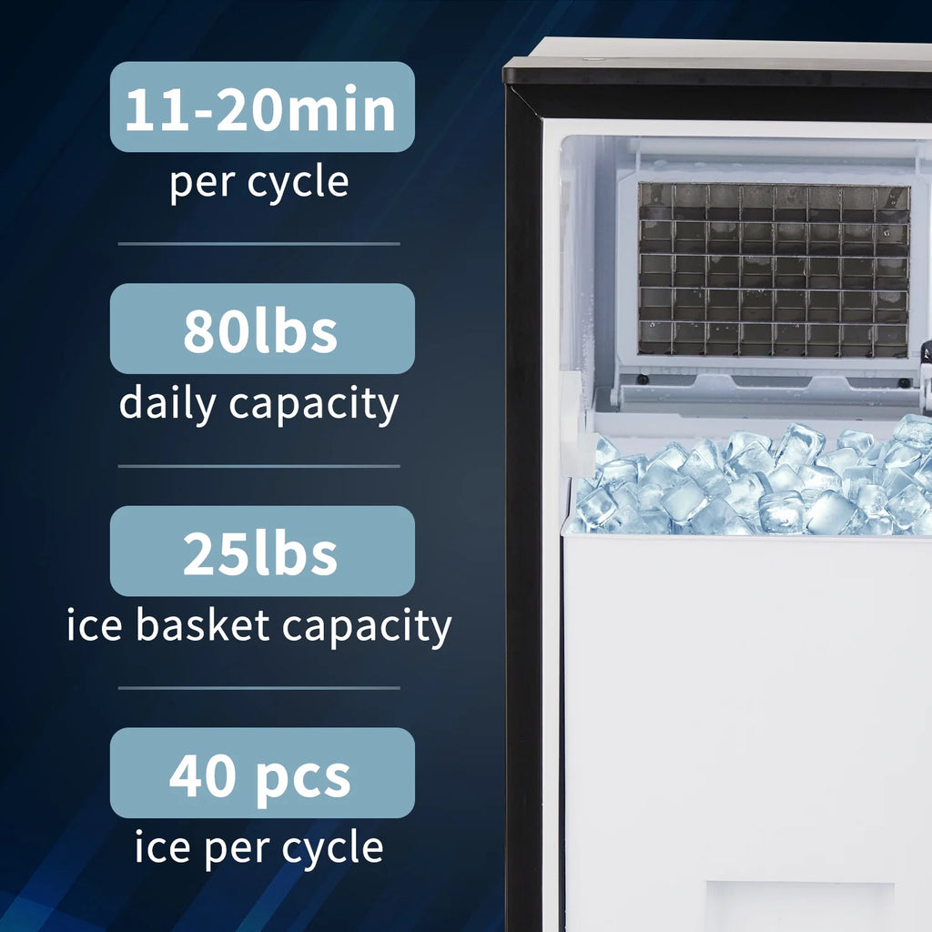 Commercial Ice Maker Machine 80lbs/24H Stainless Steel Black L7359