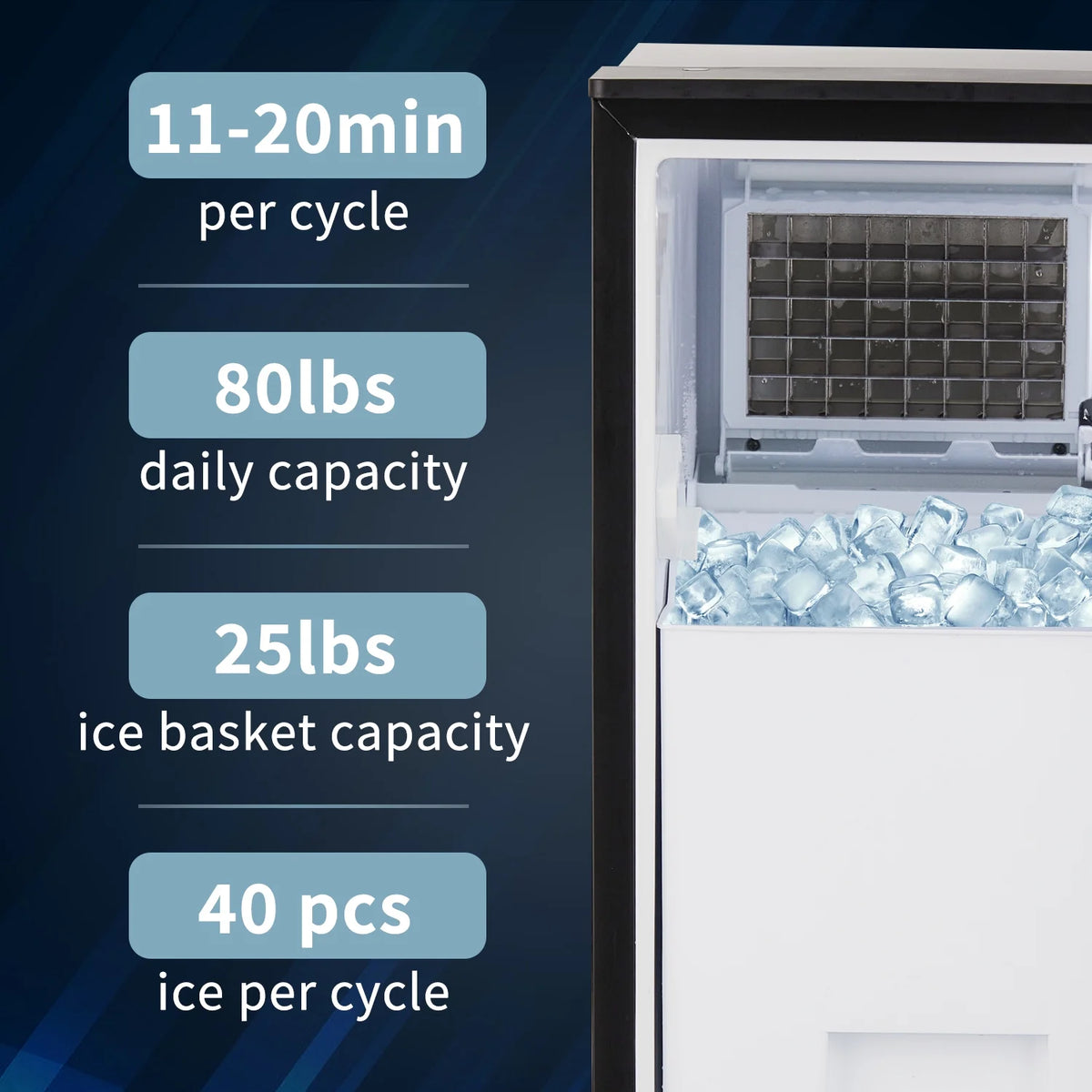 Commercial Ice Maker Machine 80lbs/24H Stainless Steel Black L7359