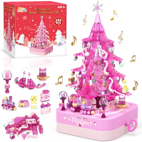 Christmas Tree Building Block Set with Rotating Music Box Q631626