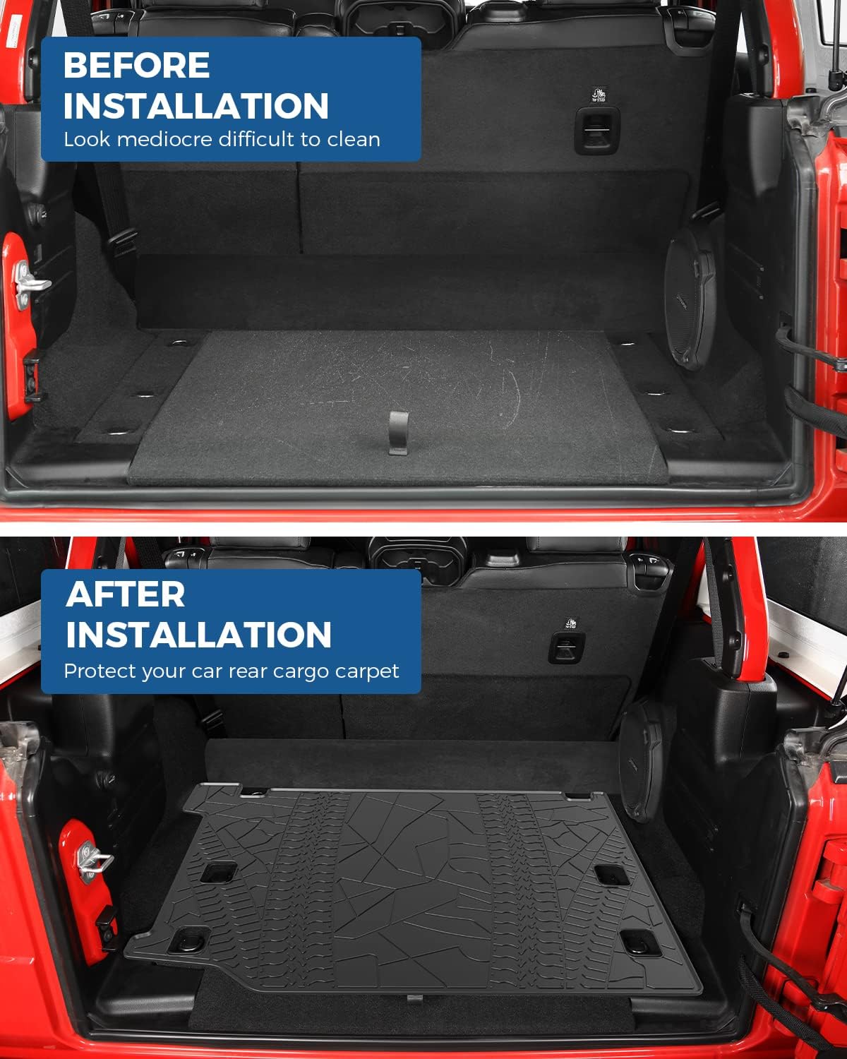 All-Weather Waterproof Trunk Mat Cargo Liner for Wrangler JL 4XE 2021 2022 4 Door Z696