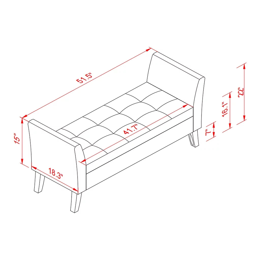 Beige Storage Ottoman Bench L925