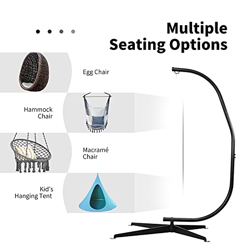 Black Heavy-Duty Steel Hammock Chair Stand Only X3041