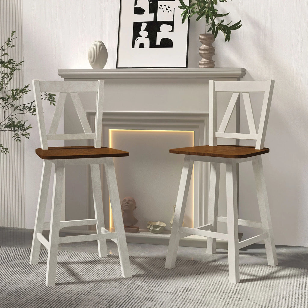 3-Piece Counter Height Wooden Dining Table Set with Storage Cabinet Y1737