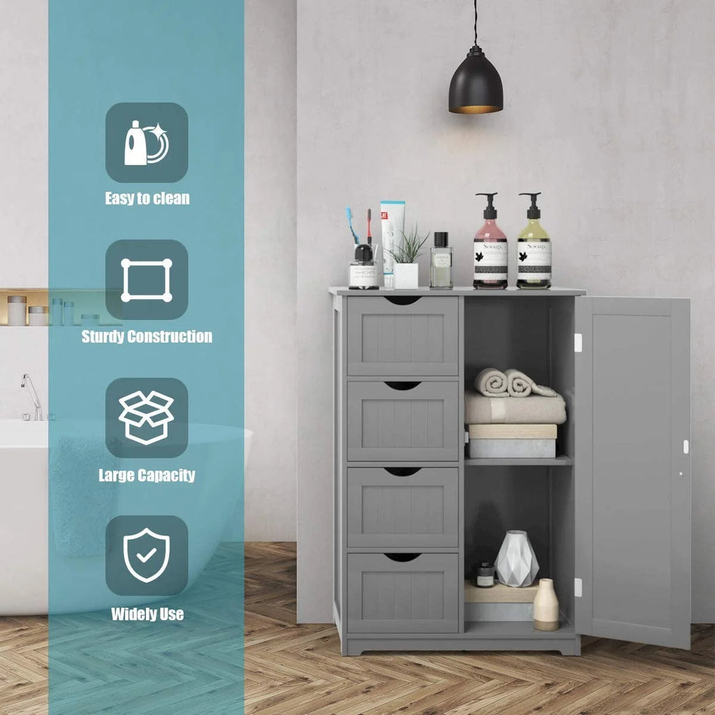 Gray Floor Cabinet with 4 Drawers & 1 Cupboard N41571