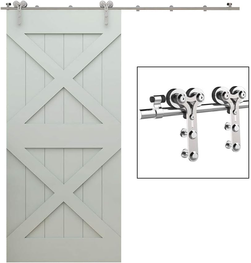 7FT Sliding Barn Door Hardware Kit, Top Mount Stainless Steel Heavy Duty Barn Door Track M4551
