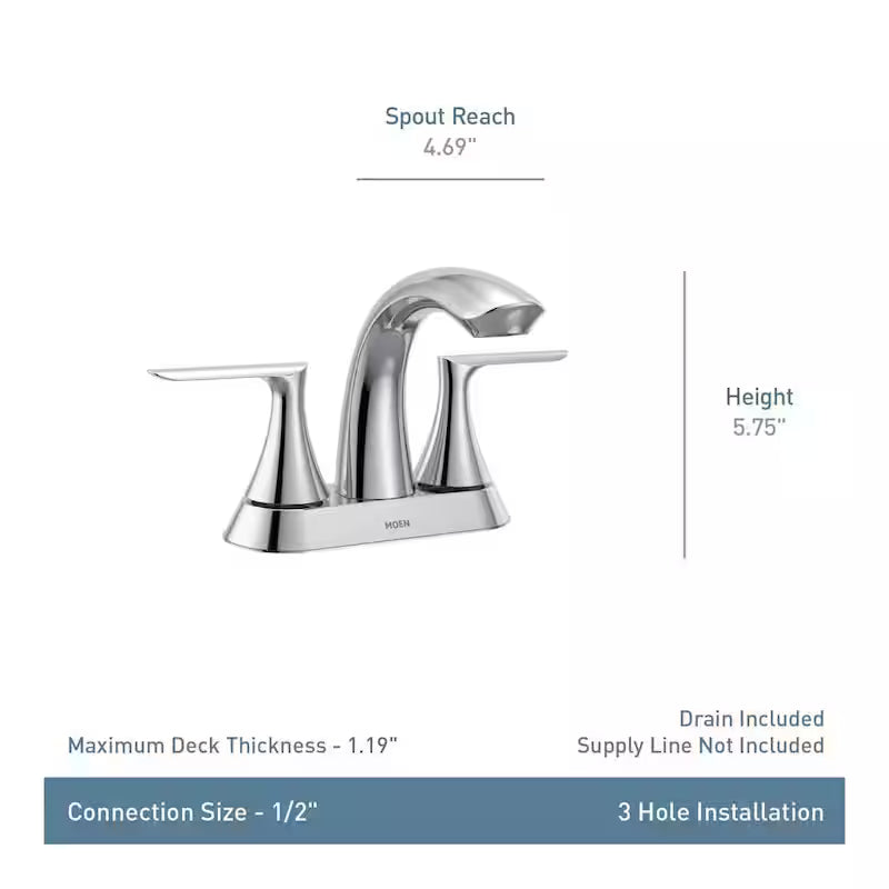 4 in. Centerset Double-Handle Bathroom Faucet in Chrome T828710