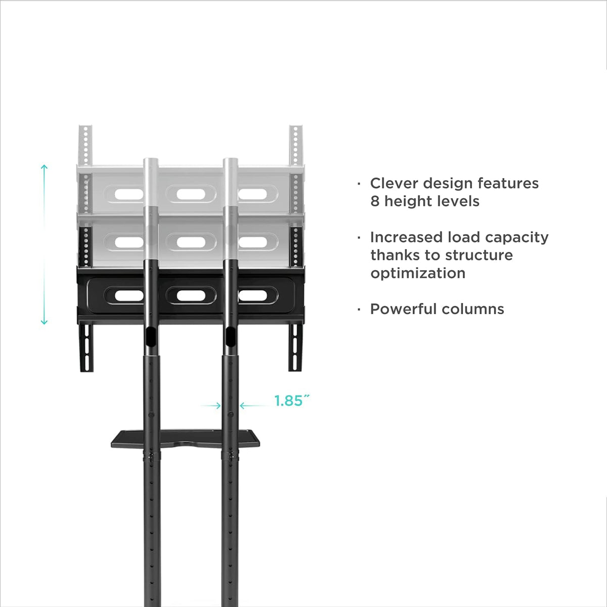 Mobile TV Stand for 40 to 65 Inch TV with Wheels Shelves N8725