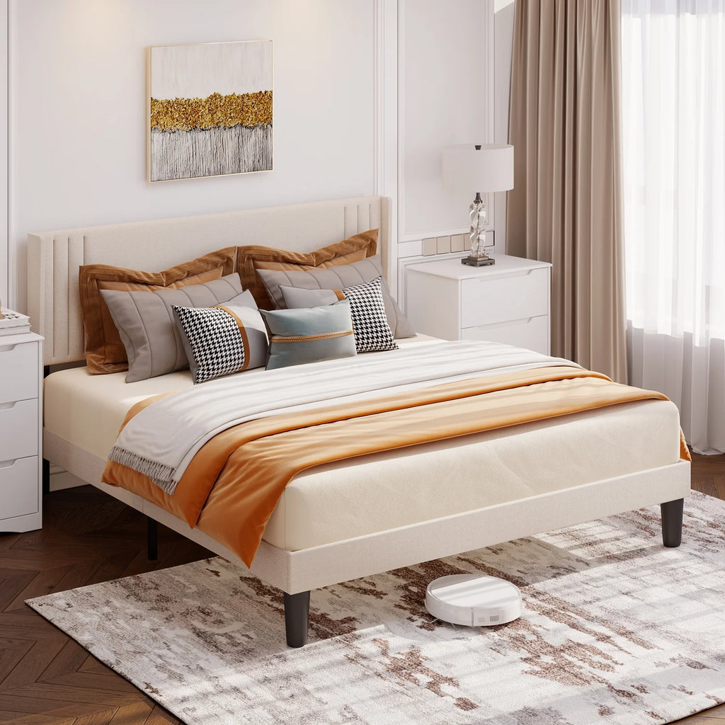 Queen Bed Frame with Wingback Headboard E678554