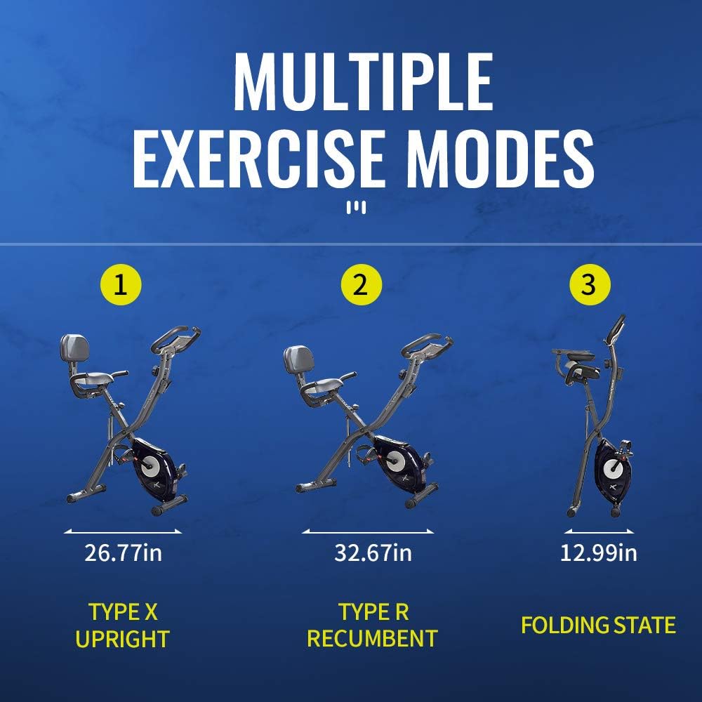 Blue Folding Exercise Bike with LCD Monitor T14703