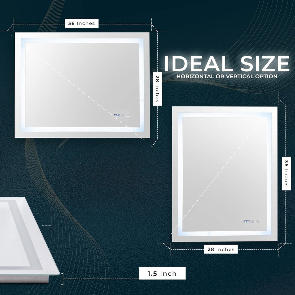 36 x 28 LED Anti-Fog Smart Bathroom Mirror S588