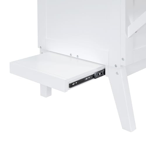 Full Size Murphy Bed with Desk, USB Port, and Shelves, White Wood Frame Z18160