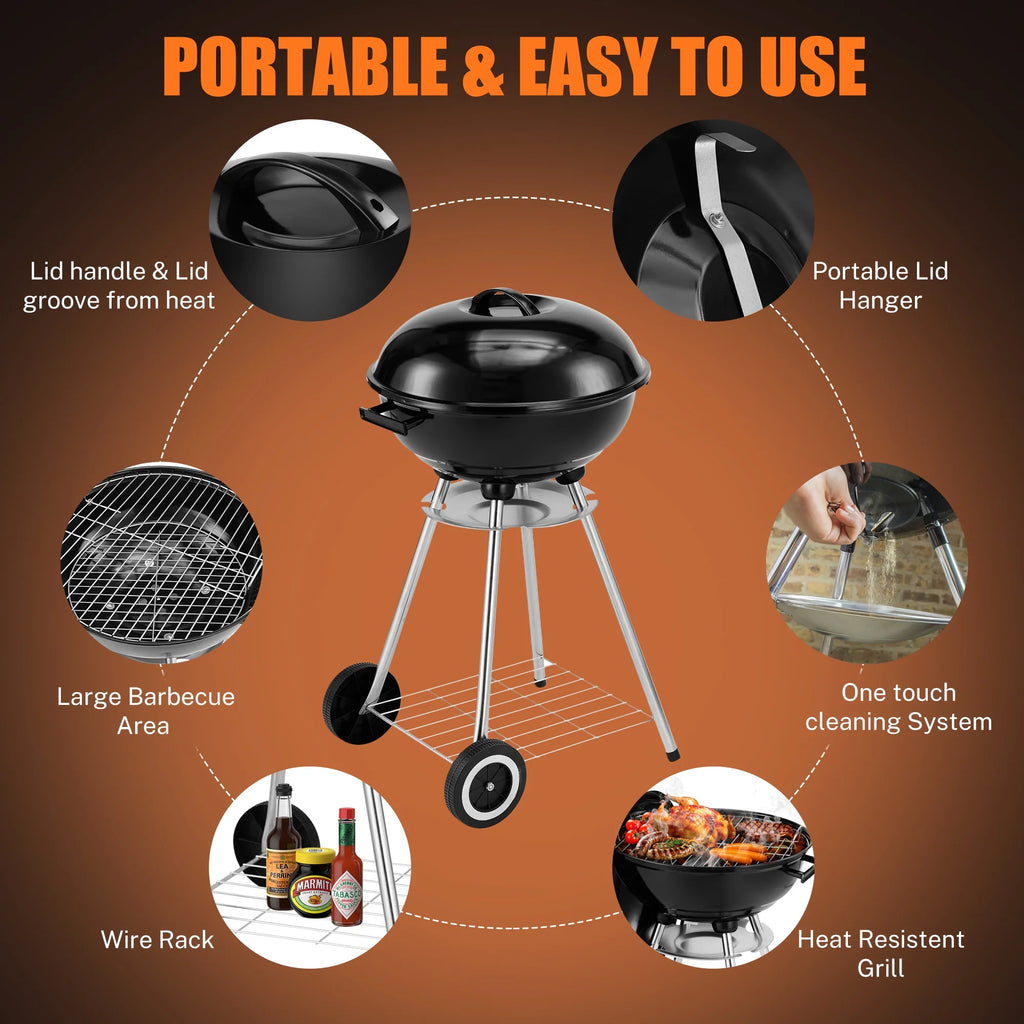 18 Inch Portable Charcoal Grill with Wheels M738910
