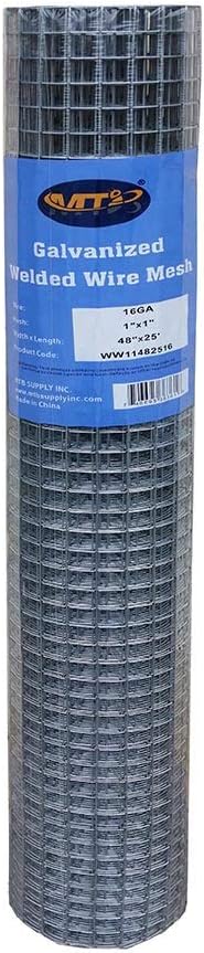Galvanized Welded Wire Mesh Fence 24 Inch x 50 Foot 1 Inch x 1 Inch 16GA V595441