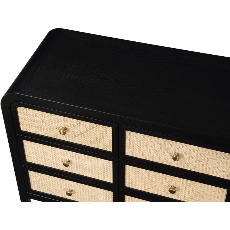 Black Ash Wood and Natural Cane Dresser N3352